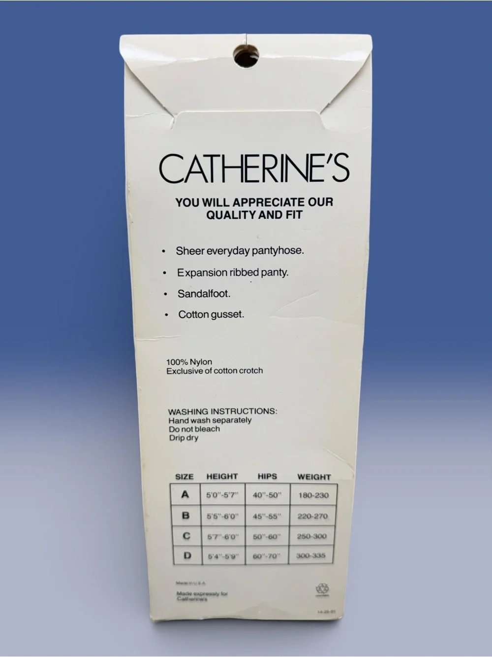 Catherines Day Sheer Pantyhose Light Taupe Plus Size D Sandalfoot 100% Nylon